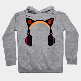 Cat Ear Headphone In Lesbian Flag Colors Hoodie